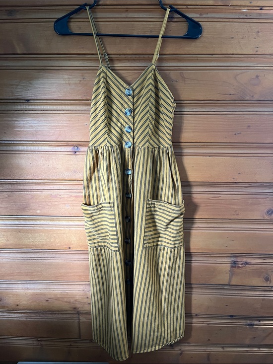 Japna Dresses & Skirts - Japna Mustard Yellow Striped Sundress